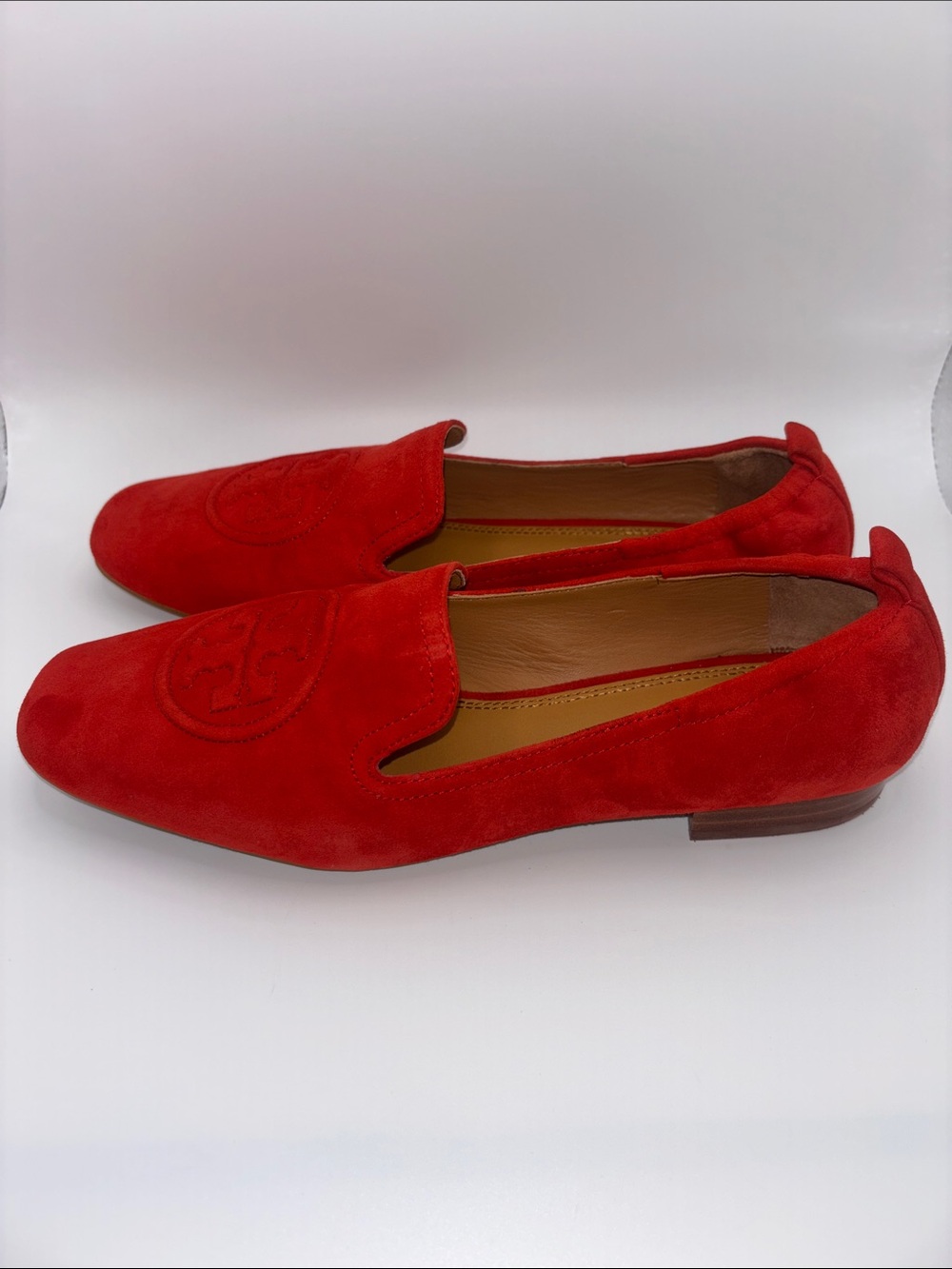 Tory Burch Red Suede Slip-On Loafers - Picture 7 of 14
